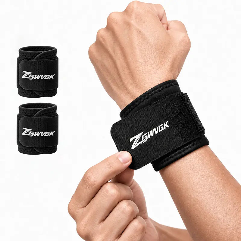 Unisex 2-Pack Neoprene Blend Dual-Strap Adjustable Breathable Sports Wristbands - Elastic Comfort, All-Season Support for Weightlifting, Carpal Tunnel | Sports Accessories, Workouts, Joint Support Wristbands