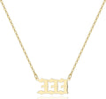 Angel Number Necklace for Women, 18K Gold Plated 000 111 222 333 444 555 666 777 888 999 Necklace Numerology Jewelry