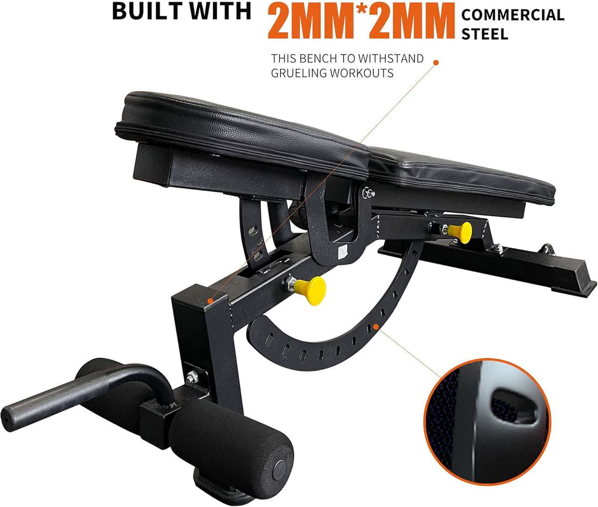 Home Gym Weight Bench Adjustable 66Lbs Cast Iron Dumbbell Set, Multifunctional Strength Training Bench Press Sets, Full Body Office Workout Sets for Men Women